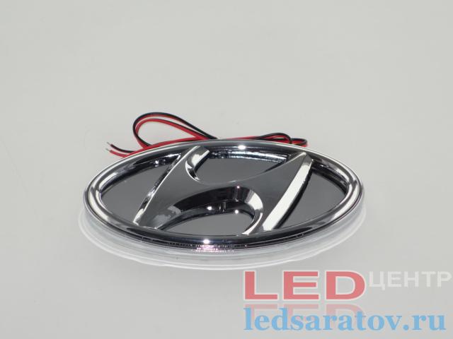 Светодиодный шильдик - 3D, DC12V, Hyundai, синий