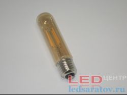 Светодиодная Ретро лампочка T30, 125-4w, 2700k, E27, филамент, золотистая