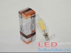 Светодиодная Ретро лампочка C35-4w, 2700k, E14, филамент, прозрачная, витая JazzWay