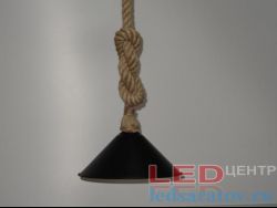Светильник LOFT 6662-1, 26см, Е27, подвесной, канат с черной чашкой