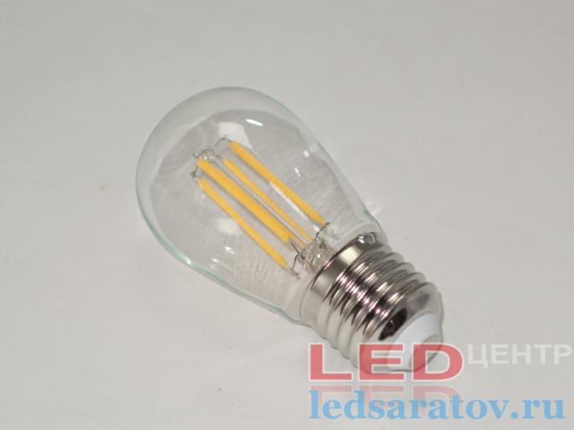 Светодиодная диммируемая Ретро лампочка S14-4w, 2700k, 400Lm, E27, филамент, прозрачная