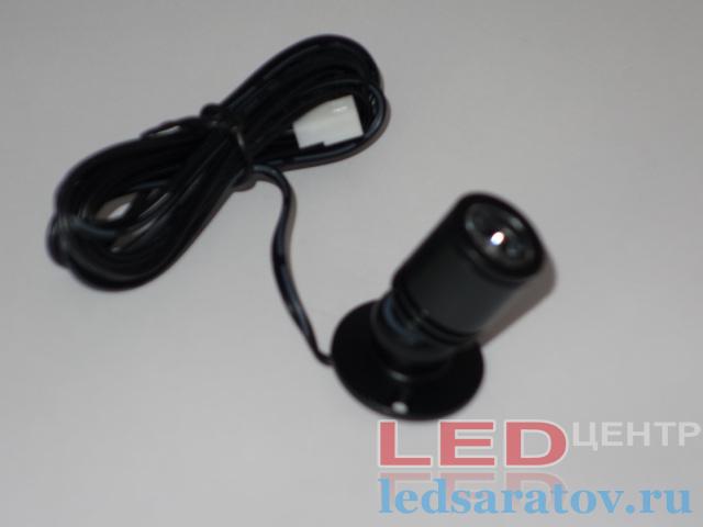 Светодиодный светильник - накладной поворотный 1,5w, 1LED, Ø20мм*40мм, DC12V, 4000k, черный (CGD15)