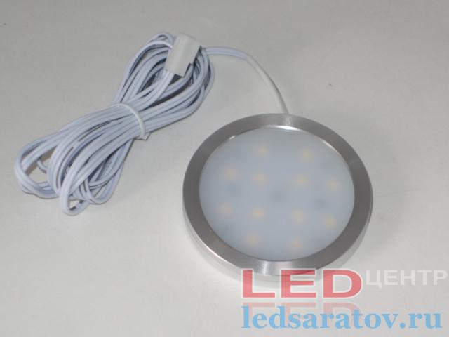 Светодиодный светильник - накладной круглый 3w, SMD2835, 12LED, Ø60мм*8мм, DC12V, 6400k, серебро (CGD-01)