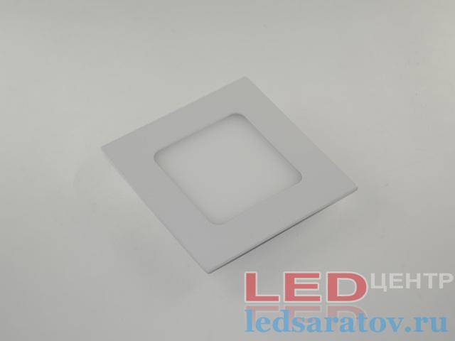 Квадратная встраиваемая светодиодная панель DownLight  6w, НØ120мм-ВØ100мм, 6500k, AC220V, белый