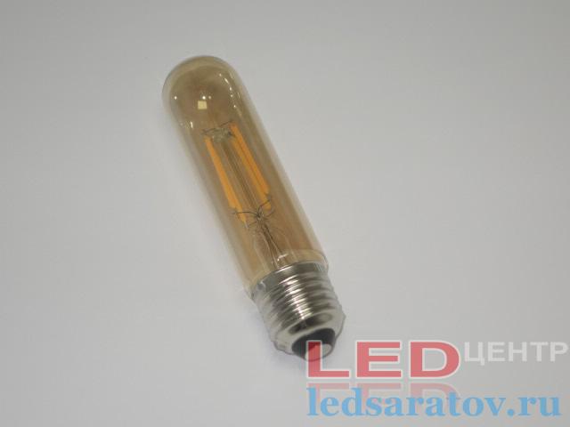 Светодиодная Ретро лампочка T30, 125-4w, 2700k, E27, филамент, золотистая