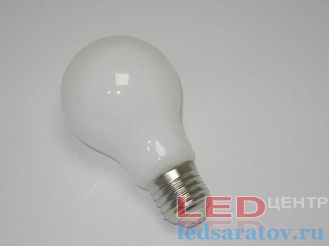 Светодиодная Ретро лампочка A60-6w, 6500k, E27, филамент, белая