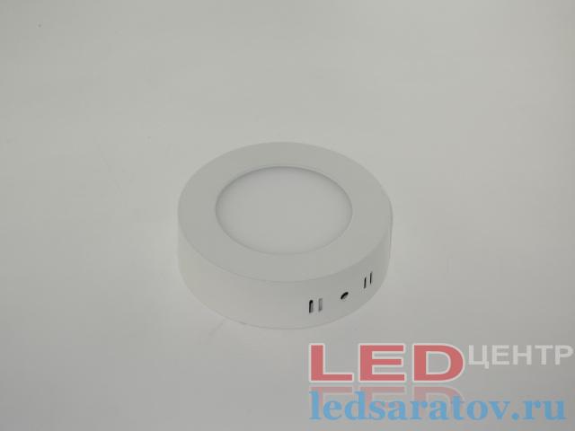 Круглая накладная светодиодная панель DownLight  6w, НØ120мм-ВØ35мм, 6500k, AC220V, белый