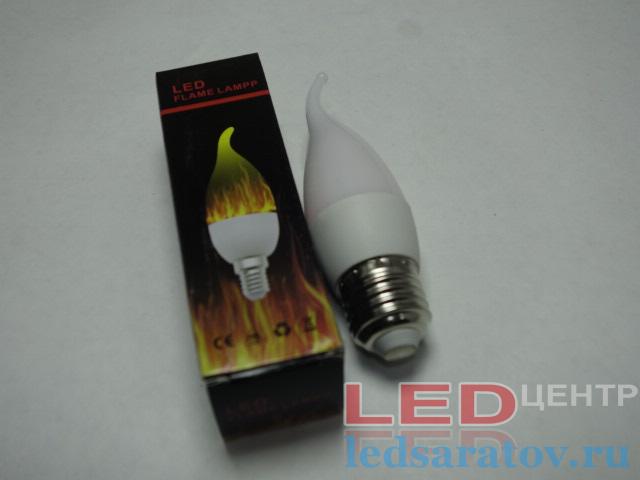 Светодиодная лампочка - живой огонь C35L, 2700k, E27, мат. белая