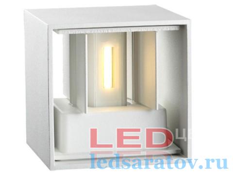Светодиодный настенный уличный светильник 100мм*100мм*100мм, 2*3w, AC220V, 4000k, IP65, белый (BH033-WH)