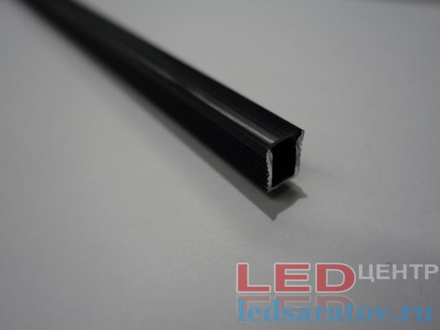  Профиль алюминиевый накладной PXG-101, черный + мат. рассеиватель 7,8мм*9мм*2м (цена за 1 метр)