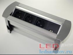 Розетка поворотная, трехпостовая, AC220V, серебро JN-207M-USB