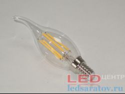 Светодиодная диммируемая Ретро лампочка C35L-4,8w, 2700k, 400Lm, E14, филамент, прозрачная