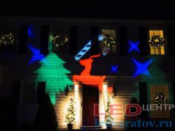 Проектор новогодний уличный 10м, рисунки - олень, звезда, елка, конфета (QX-MTY-SD018)