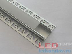 Профиль алюминиевый встраимовый PXG306+бел.рассеиватель 23.6мм*13.8м*3м, сереб. (цена за 1м)