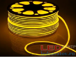 Светодиодная лента неон SMD 2835, IP65, 8мм*16мм, 2pin, 220V, 1*100м, желтый