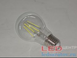 Светодиодная Ретро лампочка A60-6w, 6500k, E27, филамент, прозрачная