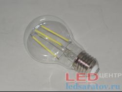Светодиодная Ретро лампочка A60-8w, 6500k, E27, филамент, прозрачная