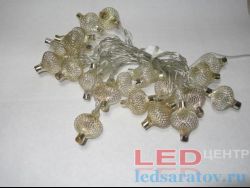 Светодиодная бытовая гирлянда нить  4м, 20LED, AC220V, прозр. пр, RGB - Фонарики-большие