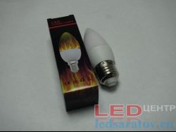 Светодиодная лампочка - живой огонь C35, 2700k, E27, мат. белая