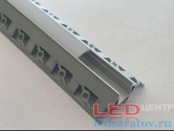 Профиль алюминиевый встраимовый PXG302+бел.рассеиватель 17мм*39мм*12.2м*2м, сереб. (цена за 1м)