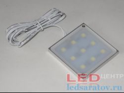 Светодиодный светильник - накладной квадратный 2,2w, SMD2835, 9LED, Ø60мм*6мм, DC12V, 6000k, сереб.