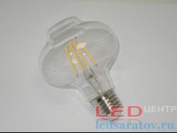 Светодиодная диммируемая Ретро лампочка G95-6w, 2700k, 600Lm, E27, филамент, прозрачная