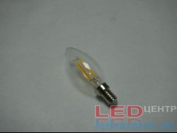 Светодиодная диммируемая Ретро лампочка C35-4w, 2700k, 400Lm, E14, филамент, прозрачная