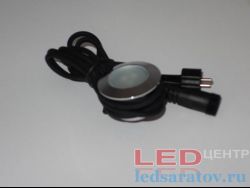 Светодиодный светильник - врезной круглый 1W, 3D, НØ40мм-ВØ27мм, DC12V, 3000K, IP67, хром