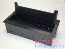 Розетка откидная, четырехпостовая, AC220V, черный JN-304