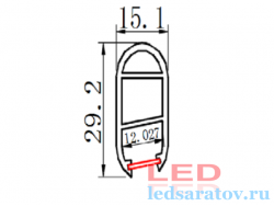  Профиль алюминиевый штанга овальная YF-885 + мат. рассеиватель 30мм*15мм*2м (цена за 1 метр)