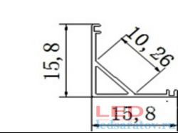  Профиль алюминиевый угловой YF-121 + мат. рассеиватель 16мм*16мм*2м (цена за 1 метр)