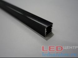  Профиль алюминиевый накладной PXG-103, черный + мат. рассеиватель 9,9мм*13мм*2м (цена за 1 метр)