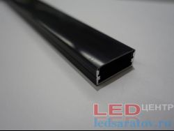  Профиль алюминиевый накладной PXG204-1, черный+ мат.рассеиватель 23,3мм*9,6мм*2м (цена за 1 метр)