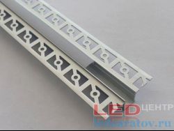 Профиль алюминиевый встраимовый PXG304+бел.рассеиватель 12.2мм*13.2м*3м, сереб. (цена за 1м)